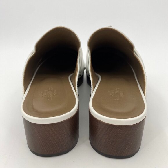 Hermès Womens White Leather Riveted Clogs Size 36 Made In Italy - Picture 4 of 7